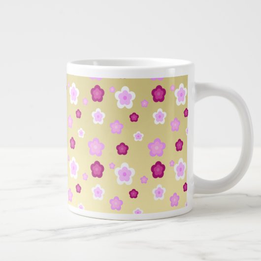 モダン金ゴールドタイポグラフィフローラモノグラム名 ジャンボコーヒーマグカップ (右)