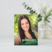 モダン金ゴールドタイポグラフィ写真卒業 ポストカード (スタンド正面)