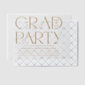 モダン金ゴールドタイポグラフィ卒業党 ベラム紙招待状 (オフセット (招待状))