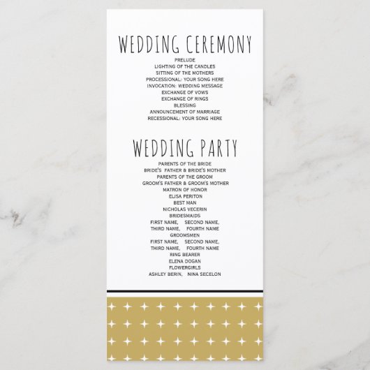 モダン金ゴールドタイポグラフィ幾何学的ウェディングプログラム プログラム (裏面)