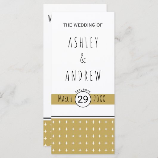 モダン金ゴールドタイポグラフィ幾何学的ウェディングプログラム プログラム (正面/裏面)