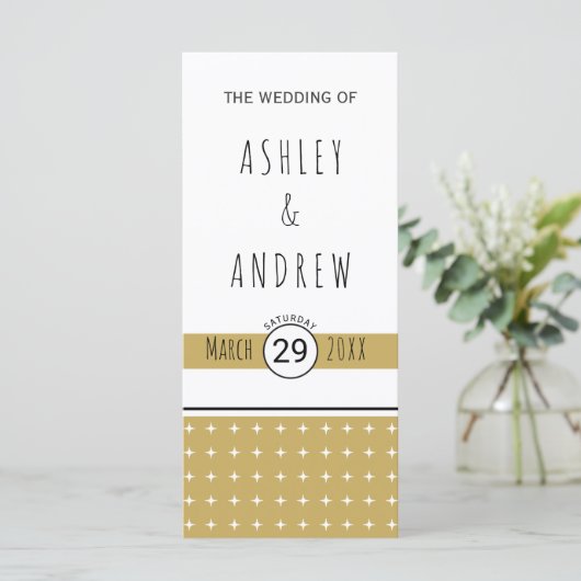 モダン金ゴールドタイポグラフィ幾何学的ウェディングプログラム プログラム (スタンド正面)