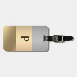 モダン金ゴールドチョッパー銀金属モノグラム名 ラゲッジタグ