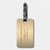 モダン金ゴールドチョッパー銀金属モノグラム名 ラゲッジタグ (裏面縦)