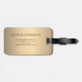 モダン金ゴールドチョッパー銀金属モノグラム名 ラゲッジタグ (裏面横)