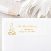 モダン金ゴールドツリークリスマス差出人住所ラベル ラベル (インサイチュ)