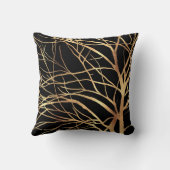 モダン金ゴールドツリーシルエットミニマルブラックデザインC クッション (裏面)
