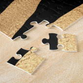 モダン金ゴールドツリーシルエットミニマルブラックデザインC ジグソーパズル (側面)