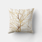 モダン金ゴールドツリーシルエットミニマルホワイトデザイン クッション (裏面)