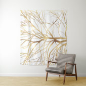 モダン金ゴールドツリーシルエットミニマルホワイトデザイン タペストリー (インサイチュ)