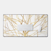 モダン金ゴールドツリーシルエットミニマルホワイトデザイン デスクマット (キーボード&マウス)