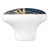 モダン金ゴールドツリーシルエッミニマルトブルーデザイン セラミックノブ (側面)