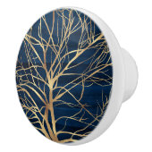 モダン金ゴールドツリーシルエッミニマルトブルーデザイン セラミックノブ (右)