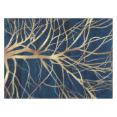 モダン金ゴールドツリーシルエッミニマルトブルーデザイン テーブルクロス (正面(横))