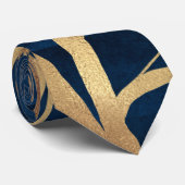 モダン金ゴールドツリーシルエッミニマルトブルーデザイン ネクタイ (ロール)