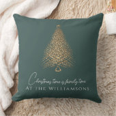 モダン金ゴールドツリー家族の緑のフェスティバルクリスマス クッション (ブランケット)