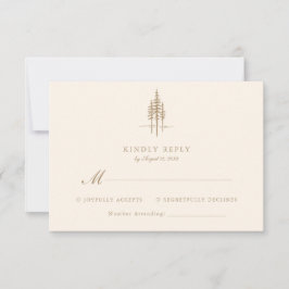 モダン金ゴールドツリー素朴フォレ結婚スト 出欠カード