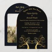 モダン金ゴールドツリー 招待状 (正面/裏面)