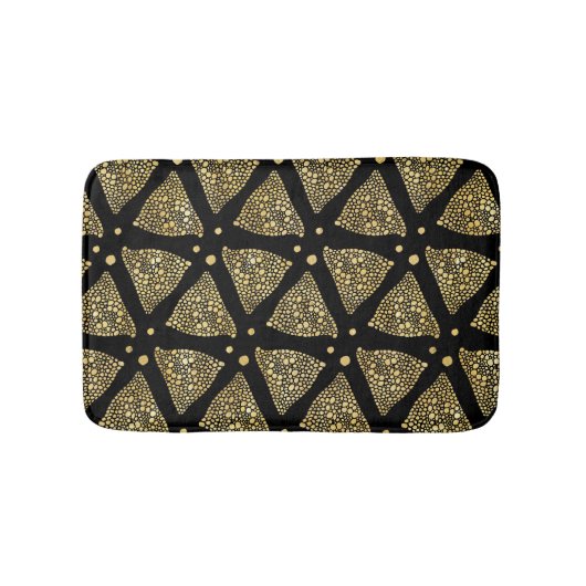 モダン金ゴールドテクスチャ抽象芸術三角形パターン バスマット (正面)