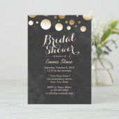 モダン金ゴールドドットブラックパターンブライダルシャワー 招待状 (スタンド正面)