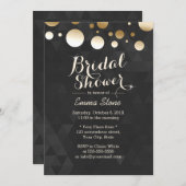 モダン金ゴールドドットブラックパターンブライダルシャワー 招待状 (正面/裏面)