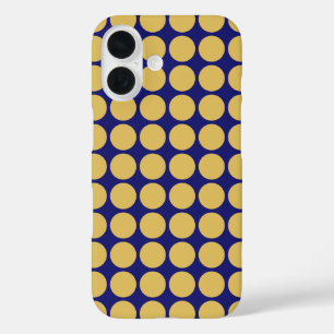 モダン金ゴールドドット真夜中の青の色プレーンユニーク iPhone 16ケース