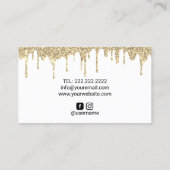 モダン金ゴールドドリップバラ金ゴールドラグジュアリー美しいサロン 名刺 (裏面)
