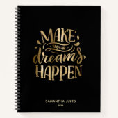 モダン金ゴールドドリー信じムが達成すやる気を起こさせるる ノートブック (正面)