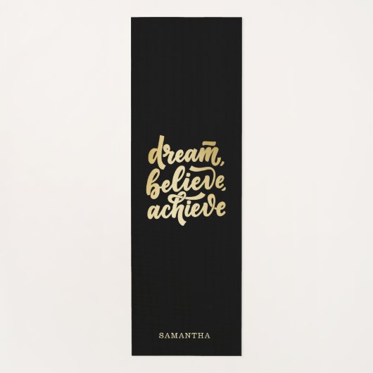 モダン金ゴールドドリー信じムが達成すやる気を起こさせるる ヨガマット (正面)