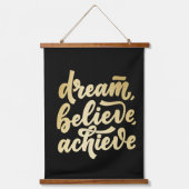 モダン金ゴールドドリー信じムが達成すやる気を起こさせるる 吊り下げ型タペストリー (正面)