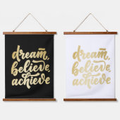 モダン金ゴールドドリー信じムが達成すやる気を起こさせるる 吊り下げ型タペストリー (ダブル)