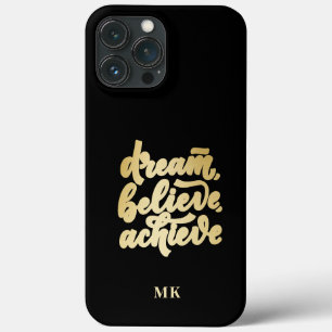 モダン金ゴールドドリー信じムが達成すやる気を起こさせるる iPhone 13 PRO MAXケース