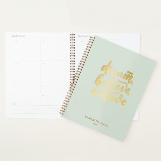 モダン金ゴールドドリー信じムがPを達成やる気を起こさせるする プランナー手帳 (ディスプレー)