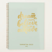 モダン金ゴールドドリー信じムがPを達成やる気を起こさせるする プランナー手帳 (正面)