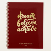 モダン金ゴールドドリー信じムがPを達成やる気を起こさせるする プランナー手帳 (正面)