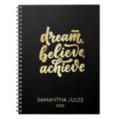 モダン金ゴールドドリー信じムがPLを達成やる気を起こさせるする ノートブック (正面)