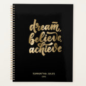 モダン金ゴールドドリー信じムがPLを達成やる気を起こさせるする プランナー手帳 (正面)