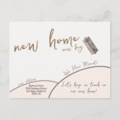 モダン金ゴールドニューホーム新しい鍵移動 案内ポストカード (正面)