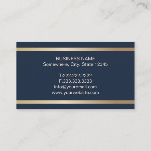 モダン金ゴールドネイビストライプーブルー弁護士弁護士 名刺 (裏面)