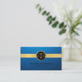 モダン金ゴールドネイビストライプーブルー弁護士弁護士 名刺 (スタンド正面)