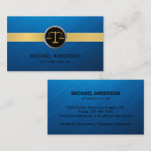 モダン金ゴールドネイビストライプーブルー弁護士弁護士 名刺 (正面/裏面)