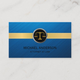 モダン金ゴールドネイビストライプーブルー弁護士弁護士 名刺