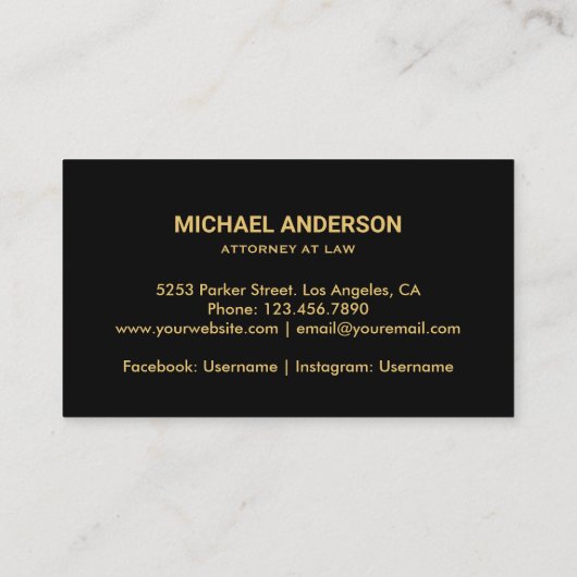 モダン金ゴールドネイビストライプーブルー弁護士弁護士 名刺 (裏面)