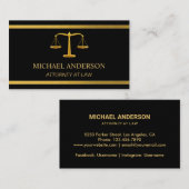 モダン金ゴールドネイビストライプーブルー弁護士弁護士 名刺 (正面/裏面)