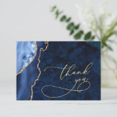 モダン金ゴールドネイビーブルーマーブルゲートサンキューカード サンキューカード (スタンド正面)