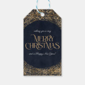 モダン金ゴールドネイビーブルーメリークリスマスカスタム文字 ギフトタグ (正面)