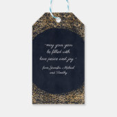 モダン金ゴールドネイビーブルーメリークリスマスカスタム文字 ギフトタグ (裏面)