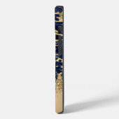 モダン金ゴールドネイビー大理石フェイクグリッターモノグラム Case-Mate iPhoneケース (裏面 / 左)