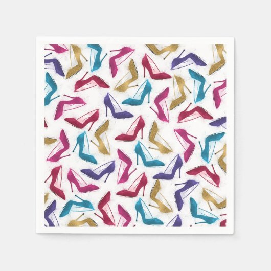 モダン金ゴールドハイヒールの水色 スタンダードカクテルナプキン (正面)