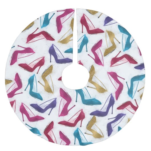 モダン金ゴールドハイヒールの水色 ブラッシュドポリエステルツリースカート (正面)